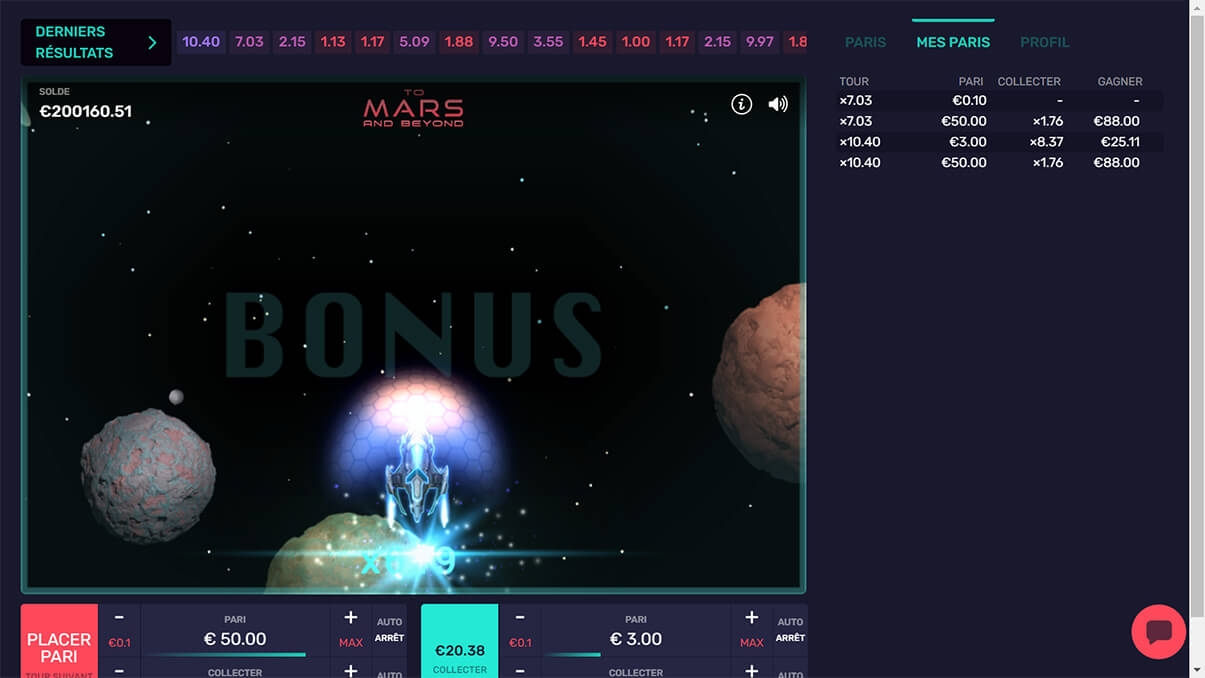 image de présentation des bonus du mini-jeux To mars and beyond