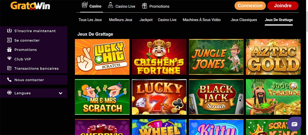 image de présentation jeux de grattage du casino en ligne gratowin