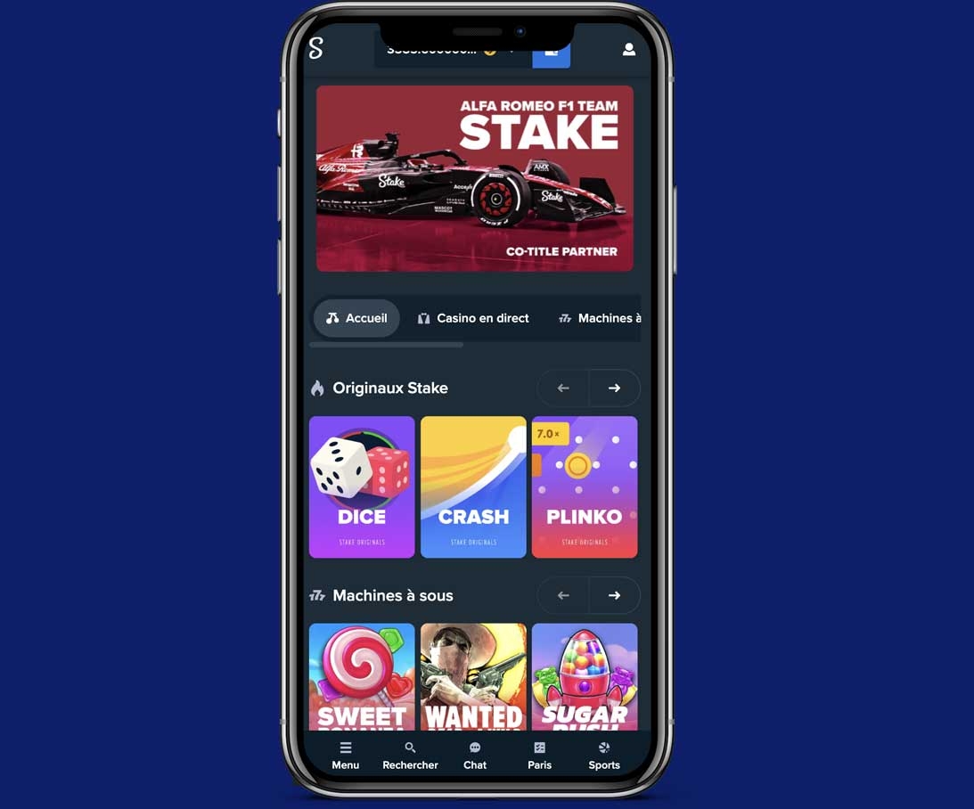 La version mobile du casino Stake