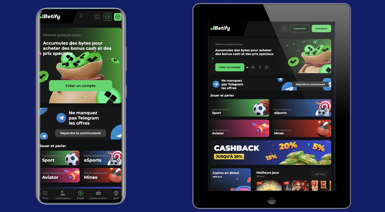 Le casino en ligne Betify sur mobile et tablette