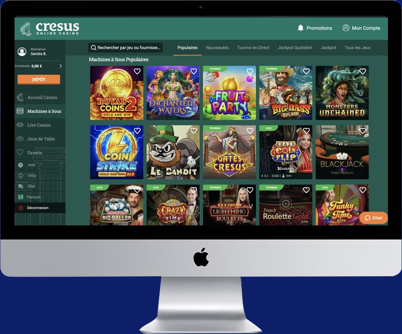 Les machines a sous du casino en ligne Cresus