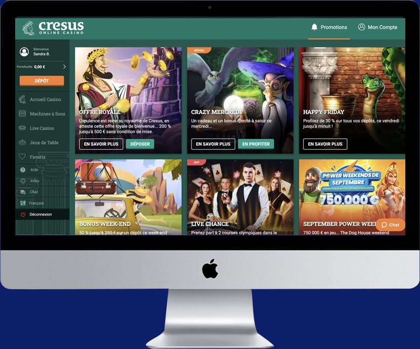 Les promotions du casino en ligne Cresus